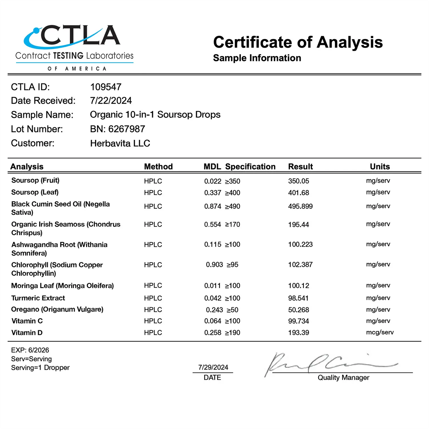 100% Natural 10-in-1 Soursop Extract Drops