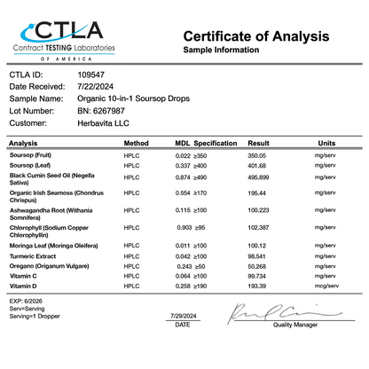 100% Natural 10-in-1 Soursop Extract Drops